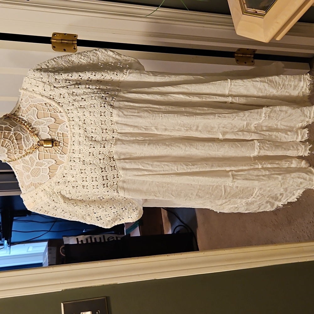 White Crochet Tunic Dress